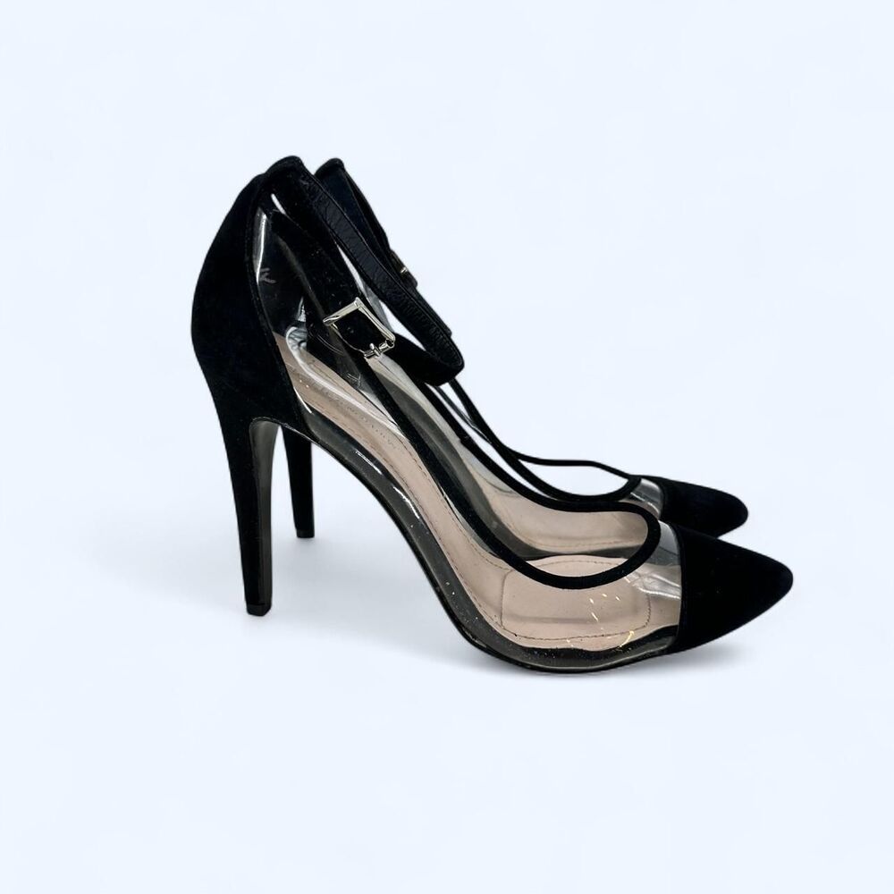 BCBGeneration Black Clear Lucite Cap Toe Pumps Size 8
